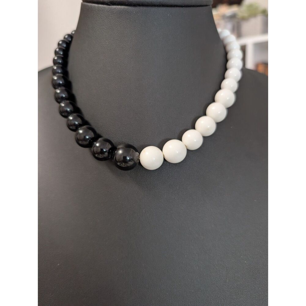 Vintage Half-and-Half Black & White Minimalist Beaded Choker
